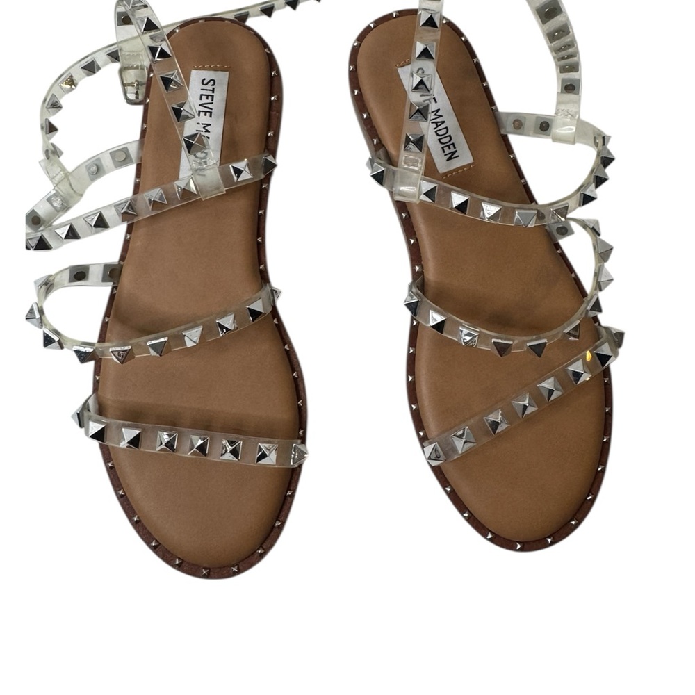 Steve Madden White and Silver Studded Sandals